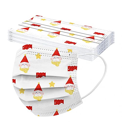 Sonnena 50PC Mujer Desechable,Adultos 3 Capa con Elástico para Los Oídos Impresión Animados Navideño,Pascua,Calabazas Halloween,Halloween,Navidad