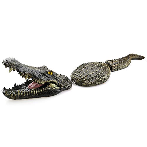 SOONHUA Señuelo flotante de cocodrilo, cabeza de cocodrilo, cabeza de cocodrilo, flotante estanque ornamento de agua Característica escultura de reptiles para decoración y protección de estanques