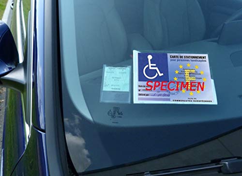 Soporte Adhesivo para Tarjeta de Aparcamiento con discapacidad, portafundas para Parabrisas, fabricación Francesa