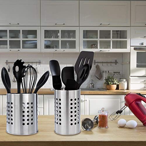 Soporte de Utensilios Cocina de Acero Inoxidable, 2 Piezas Porta-Utensilios de Cocina Resistente Titular de Vajilla Organizador de Cubiertos para Cajones y Encimeras