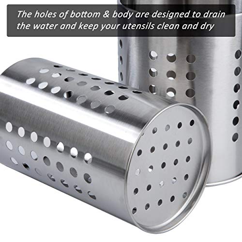 Soporte de Utensilios Cocina de Acero Inoxidable, 2 Piezas Porta-Utensilios de Cocina Resistente Titular de Vajilla Organizador de Cubiertos para Cajones y Encimeras
