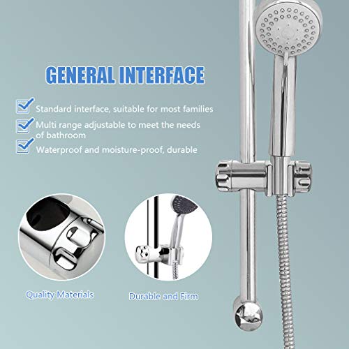Soporte Ducha, Soporte para Cabezal de Ducha, Soporte Ducha Mano Ajustable para Alcachofa Cabezal Ducha Pared, para 25mm de Diámetro Barra de Ducha, ABS Cromo