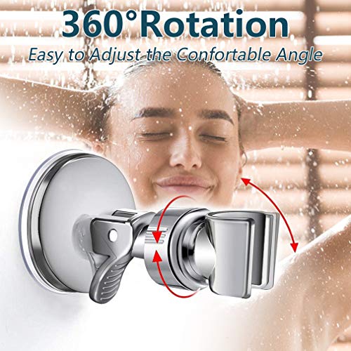 Soporte Ducha Ventosa, Soporte Ducha Universal, Soporte de Ducha de Mano Ajustable Extraíble, Soporte de Ducha Ajustable de Rotación de 360° Con Ventosa Pared Sin Taladroc