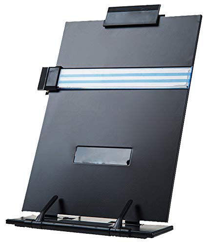 Soporte para documentos de sobremesa Lawei con pinza ajustable y guía de líneas - Atril para documentos, cartas, legal y A4, hasta 150 hojas