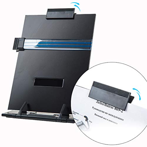 Soporte para documentos de sobremesa Lawei con pinza ajustable y guía de líneas - Atril para documentos, cartas, legal y A4, hasta 150 hojas