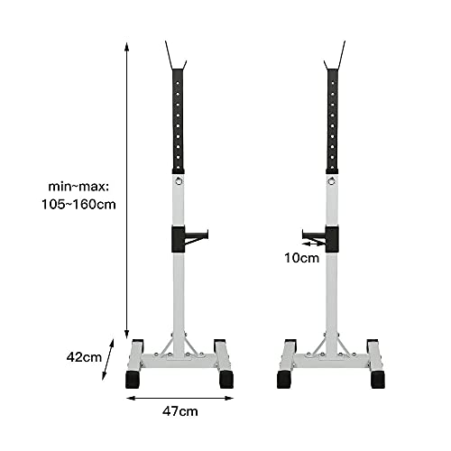 Soporte para Pesas Sentadillas Ajustable Soporte Pesas y Mancuernas Estante Barra Levantamiento Pesas Gimnasio MAX 200 KG