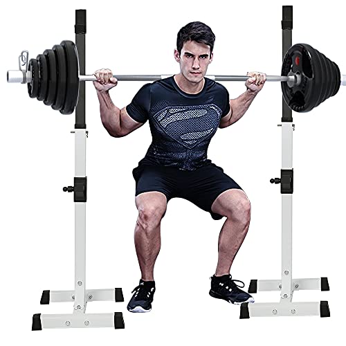 Soporte para Pesas Sentadillas Ajustable Soporte Pesas y Mancuernas Estante Barra Levantamiento Pesas Gimnasio MAX 200 KG