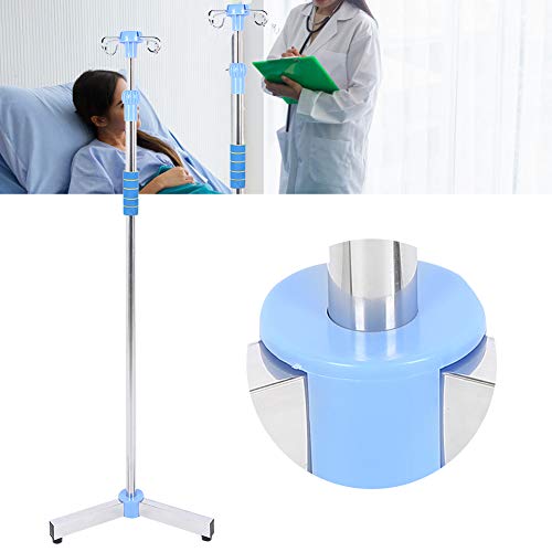Soporte para suero intravenoso portátil, soporte para infusión de acero inoxidable de altura ajustable con 4 ganchos