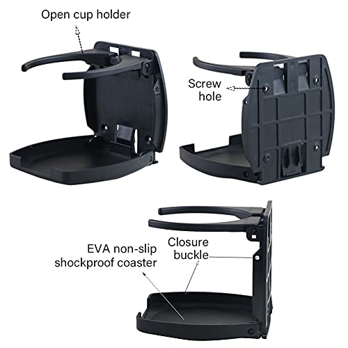 Soporte para vasos de coche para ventilación, 2 unidades, soporte para botellas, soporte plegable para bebidas para coche, barco, caravana, furgoneta, universal, color negro (2 unidades)