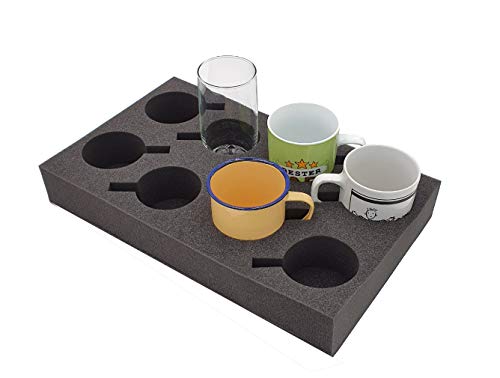 Soporte para vasos XL para hasta 8 unidades, espuma para camping, caravana, autocaravana, barcos (soporte para tazas XL)