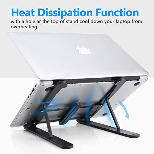 Soporte Portatil Mesa, Plegable Ventilado Soporte Ordenador Portátil,Plástico ABS+Silicona 6 Ángulos Ajustable Elevador Portatil Laptop Stand Compatible con MacBook Lenovo HP PC 10-15.6”,