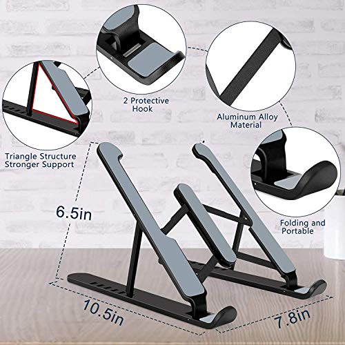 Soporte Portatil Mesa, Plegable Ventilado Soporte Ordenador Portátil,Plástico ABS+Silicona 6 Ángulos Ajustable Elevador Portatil Laptop Stand Compatible con MacBook Lenovo HP PC 10-15.6”,