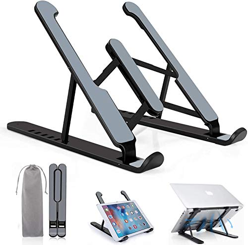 Soporte Portatil Mesa, Plegable Ventilado Soporte Ordenador Portátil,Plástico ABS+Silicona 6 Ángulos Ajustable Elevador Portatil Laptop Stand Compatible con MacBook Lenovo HP PC 10-15.6”,