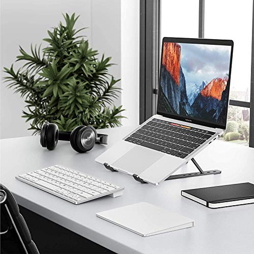 Soporte Portatil Mesa, Plegable Ventilado Soporte Ordenador Portátil,Plástico ABS+Silicona 6 Ángulos Ajustable Elevador Portatil Laptop Stand Compatible con MacBook Lenovo HP PC 10-15.6”,