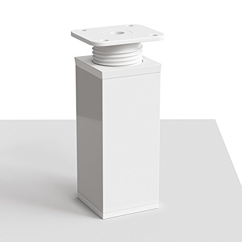 sossai® Patas para muebles MFV1 | 4 piezas | altura regulable | Diseño: Blanco | Altura: 120 mm (+20mm) | Perfil cuadrado: 40 x 40 mm |Tornillos incluidos