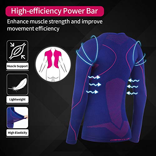 Souke Sports-Camiseta Compresion Mujer Manga Larga,Baselayer Camisetas Deportivas para Ejercicio Gimnasio Entrenamiento Cruzado Correr Pilates Yoga