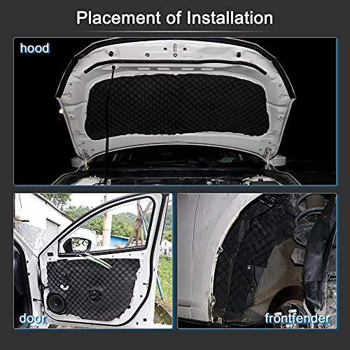 sourcing map 50cmX200cm Aislante Térmico Insonorizante Forro Papel Autoadhesivo Espuma Ondulada Aislante Acústico Insonorización Coche Negro