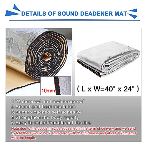 sourcing map Aislante Térmico Acústico Insonorización Coche Aluminio Forro Papel Autoadhesivo 10mm De Espesor Espuma Impermeable 100cmX60cm
