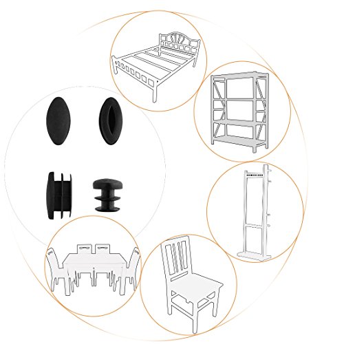 sourcing map Escuela De Plástico De Plástico Ovalada Silla De Mesa Patas Pies Inserción Tubo Negro 100 Piezas