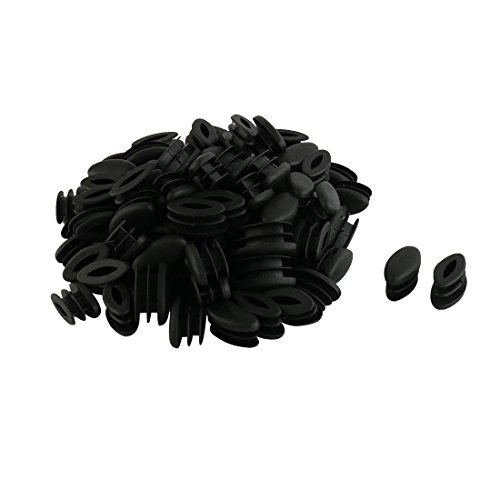 sourcing map Escuela De Plástico De Plástico Ovalada Silla De Mesa Patas Pies Inserción Tubo Negro 100 Piezas