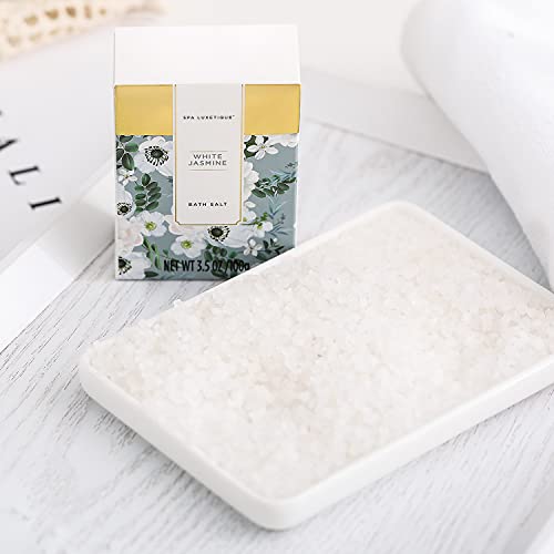 Spa Luxetique Cesta de Regalo para Mujer, Set de Baño y Ducha para Hogar a Jazmín Blanco, Set de Spa con 8 Piezas, Incluye Sales de Baño, Aceite Esencial, Regalos Originales para Mujer