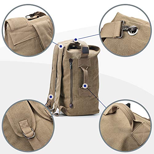 SPAHER Mochilas de Marcha Hombre Acampada Bolsa de Lona Mujer Senderismo Mochila Bolso de Viaje Trekking Camping Deporte al Aire Libre 35L Caqui