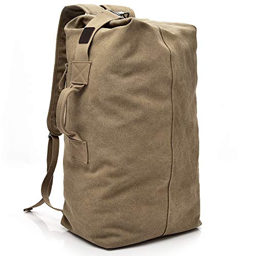 SPAHER Mochilas de Marcha Hombre Acampada Bolsa de Lona Mujer Senderismo Mochila Bolso de Viaje Trekking Camping Deporte al Aire Libre 35L Caqui