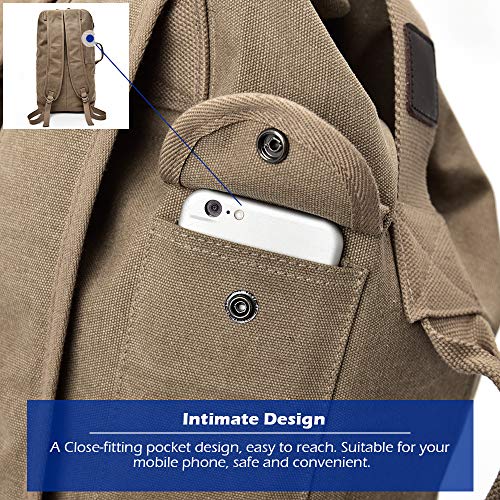 SPAHER Mochilas de Marcha Hombre Acampada Bolsa de Lona Mujer Senderismo Mochila Bolso de Viaje Trekking Camping Deporte al Aire Libre 35L Caqui