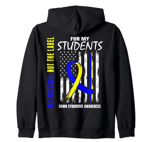 SPED Especial Education Teachers Down Síndrome Awareness Flag Sudadera con Capucha