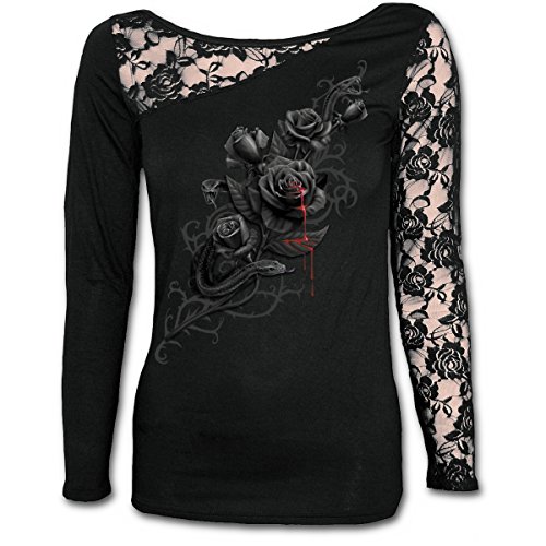 Spiral - Fatal Attraction - Top con un Hombro de Encaje - Negro - XL
