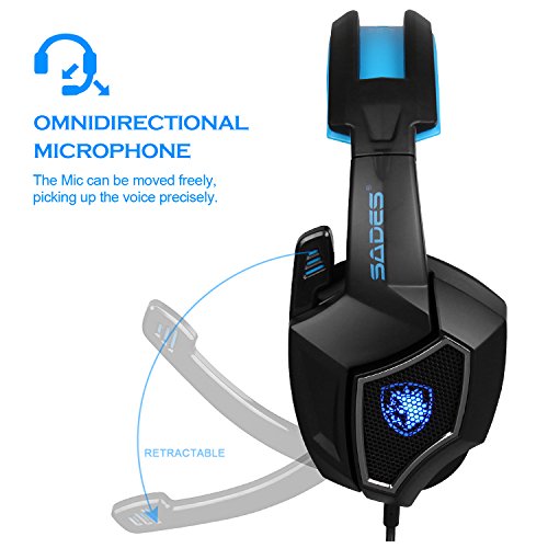 Spirit Wolf USB est¨¦reo de sonido sobre el o¨ªdo auricular de juegos con micr¨®fono para PC en azul negro