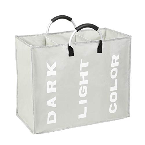 Splenssy Bolsa de Almacenamiento para Ropa Sucia, Plegable en 3 Secciones, con Mango de AleacióN
