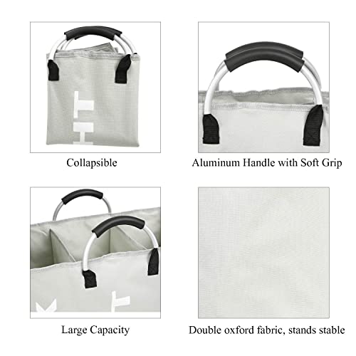Splenssy Bolsa de Almacenamiento para Ropa Sucia, Plegable en 3 Secciones, con Mango de AleacióN