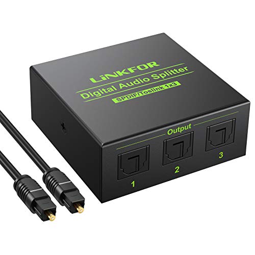 Splitter Optico 3 Salidas Divisor de Audio Digital Selector Audio Optico Toslink SPDIF Soportar LPCM 2.0 / DTS / Dolby-AC3 para PS3 STB Xbox VHS VCR Blue-Ray DVD HDTV Amplificador