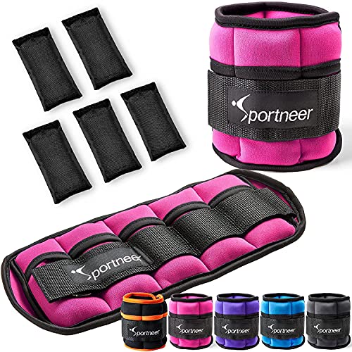 Sportneer Peso para Tobillo, Pesas Ajustables 0,97Kg - 4,6Kg (1 par), 0,5 kg-2,3 kg por Tobillo, Peso Durable para Muñeca con Correa Ajustable para Ejercicio, Ejercicio, Caminar, Footing, Gimnasio