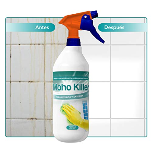 Spray Limpia Moho 1 Litro para paredes, juntas, azulejos, baldosas, baño, suelo, ducha y resto de superficies con humedad / fórmula anti moho quita mancha de humedades limpiador de juntas (1Litro)