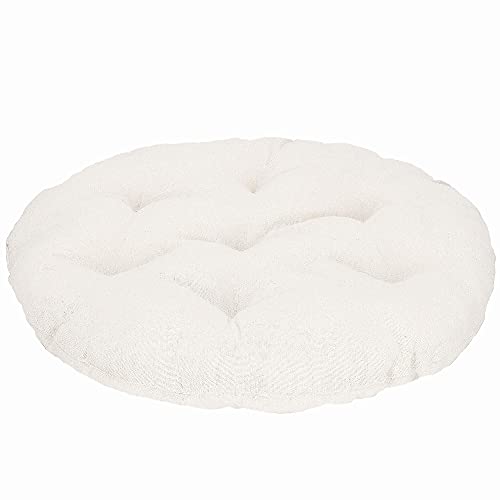 SPRINGOS Rattan im Trend - Cojín acolchado redondo para silla colgante (diámetro de 53 cm, lino y algodón), color crema