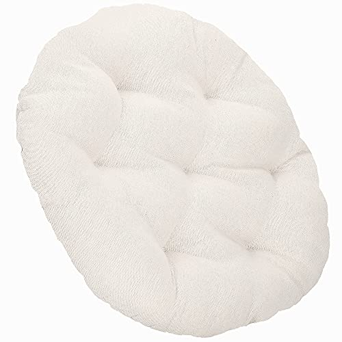 SPRINGOS Rattan im Trend - Cojín acolchado redondo para silla colgante (diámetro de 53 cm, lino y algodón), color crema