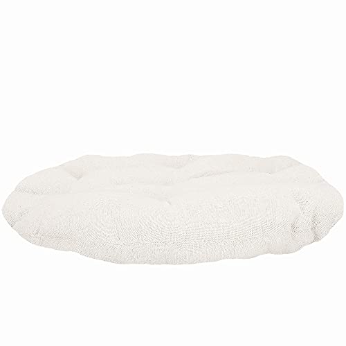 SPRINGOS Rattan im Trend - Cojín acolchado redondo para silla colgante (diámetro de 53 cm, lino y algodón), color crema
