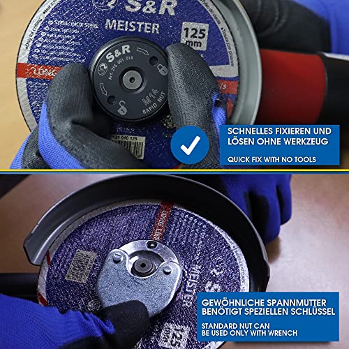 S&R Tuerca de Sujeción Rápida M14 para amoladora angular AEG, Black&Decker, Dewalt, Fles, Hitachi, Metabo, Makita etc.