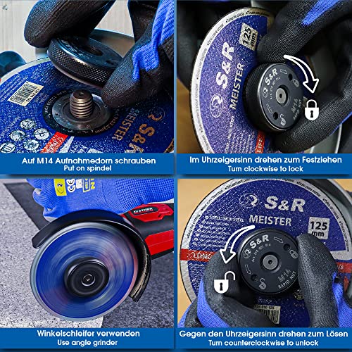 S&R Tuerca de Sujeción Rápida M14 para amoladora angular AEG, Black&Decker, Dewalt, Fles, Hitachi, Metabo, Makita etc.