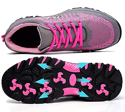 SROTER Unisex Zapatillas de Seguridad con Puntera de Acero Hombre Mujer Zapatos de Trabajo Transpirables Antideslizante Ligeras Comodas Zapatillas de Senderismo Rosa 39 EU