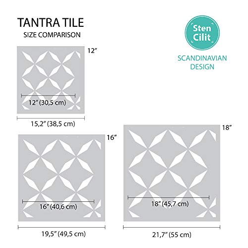 STENCILIT Tantra - Plantilla de azulejos para pintar pisos - Plantilla de azulejos reposicionable - Plantillas de suelo grandes para pintar hormigón
