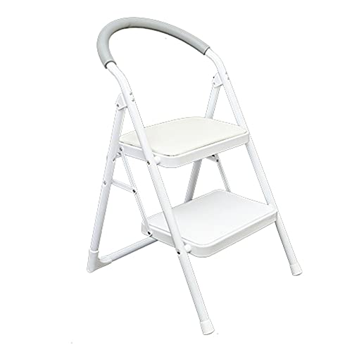 Step stool Escalera Plegable para el hogar Silla Multifuncional para el hogar Escalera mecánica Silla para computadora Escalera de Dos Pasos Escalera mecánica Plegable para el hogar Color Blanco/café