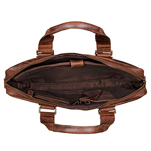 STILORD 'Andrew' Vintage Portafolio para Hombro Piel Bolsa de Negocios Maletín para Portátil de 13,3' para Trabajo de Cuero Auténtico, Color:Zamora - marrón