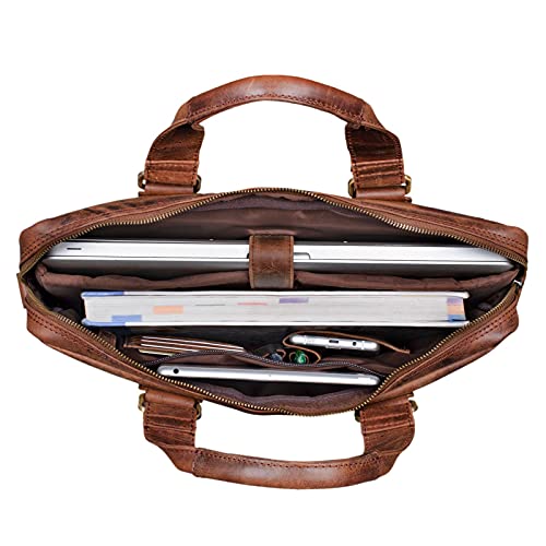 STILORD 'Andrew' Vintage Portafolio para Hombro Piel Bolsa de Negocios Maletín para Portátil de 13,3' para Trabajo de Cuero Auténtico, Color:Zamora - marrón