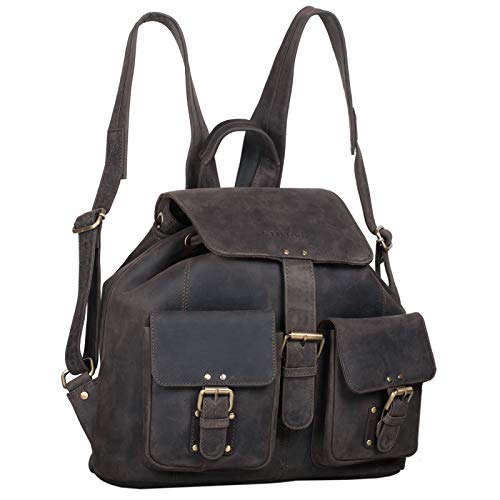 STILORD 'Larissa' Mochila para Mujer de Genuina Piel Vintage en Trabajo Ocio Tiempo Libre Universidad Bolsa para portátil 13,3' o DIN A4 de Cuero auténtico, Color:marrón Oscuro
