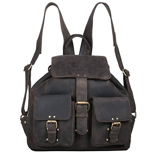 STILORD 'Larissa' Mochila para Mujer de Genuina Piel Vintage en Trabajo Ocio Tiempo Libre Universidad Bolsa para portátil 13,3' o DIN A4 de Cuero auténtico, Color:marrón Oscuro