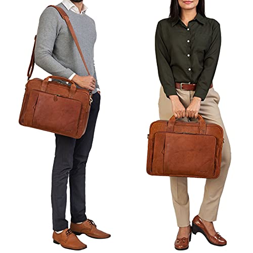 STILORD 'Rodrigo' Maletín Ordenador Cuero Vintage Bolso de Trabajo para Portatíl 15.6 Pulgadas Grande Bolsa de Negocios Portafolio Business de Piel Auténtico, Color:maraska - marrón