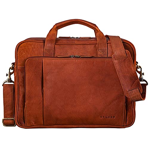 STILORD 'Rodrigo' Maletín Ordenador Cuero Vintage Bolso de Trabajo para Portatíl 15.6 Pulgadas Grande Bolsa de Negocios Portafolio Business de Piel Auténtico, Color:maraska - marrón